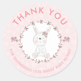 Sweet Baby Bunny Floral Baby Dusche Vielen Dank Runder Aufkleber