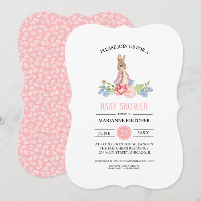 Sweet Baby Bunny | Kaninchendusche Einladung (Vorne/Hinten)