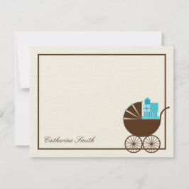 Sweet Baby Carriage Baby Dankeschön Card - Blue Mitteilungskarte