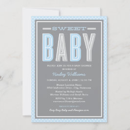 Sweet Baby Chic Typ Blau und Grau Dusche Einladung