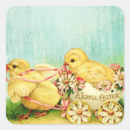 Sweet Baby Chicks Ostervintage Image Quadratischer Aufkleber