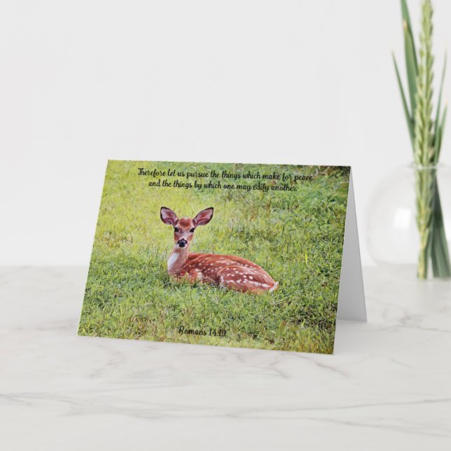 Sweet Baby Deer Fawn Art Bible Verse Card Karte (Vorderseite)