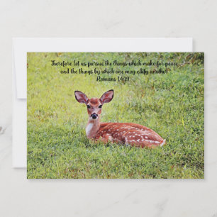 Sweet Baby Deer Fawn Art Bible Verse Flat Card Dankeskarte
