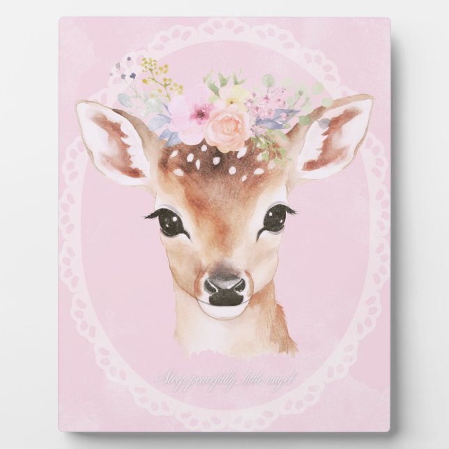 Sweet Baby Deh mit Blume Crown | Rosa Kinderzimmer Fotoplatte (Vorderseite)