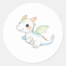 Sweet Baby Dragon Watercolor Illustration Sticker