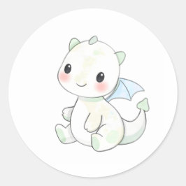 Sweet Baby Dragon Watercolor Illustration Sticker