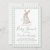 Sweet Baby Dusche Bunny Rabbit Green Gingham