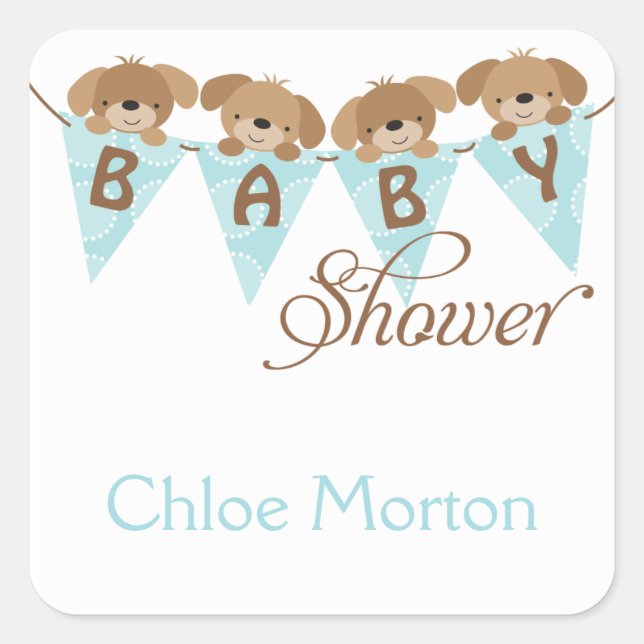 Sweet baby Dusche Welpensticker Quadratischer Aufkleber (Vorderseite)