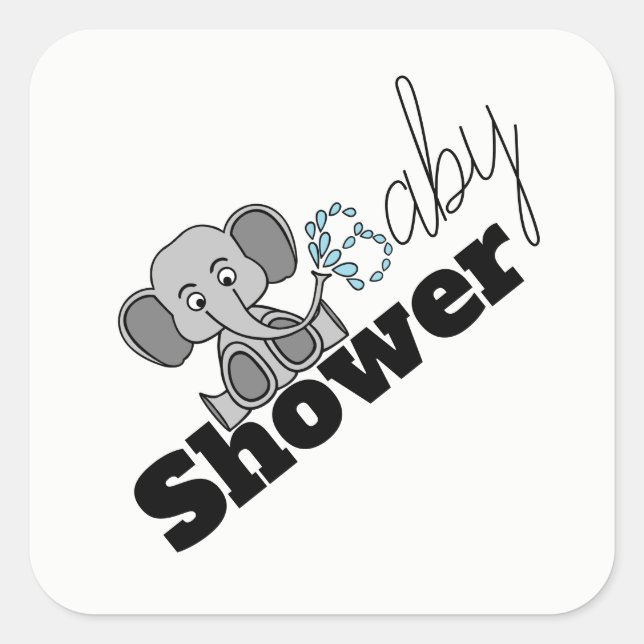 Sweet Baby Elephant, Babydusche Quadratischer Aufkleber (Vorderseite)