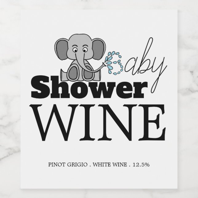 Sweet Baby Elephant, Babydusche Weinetikett (Einzelnes Label)