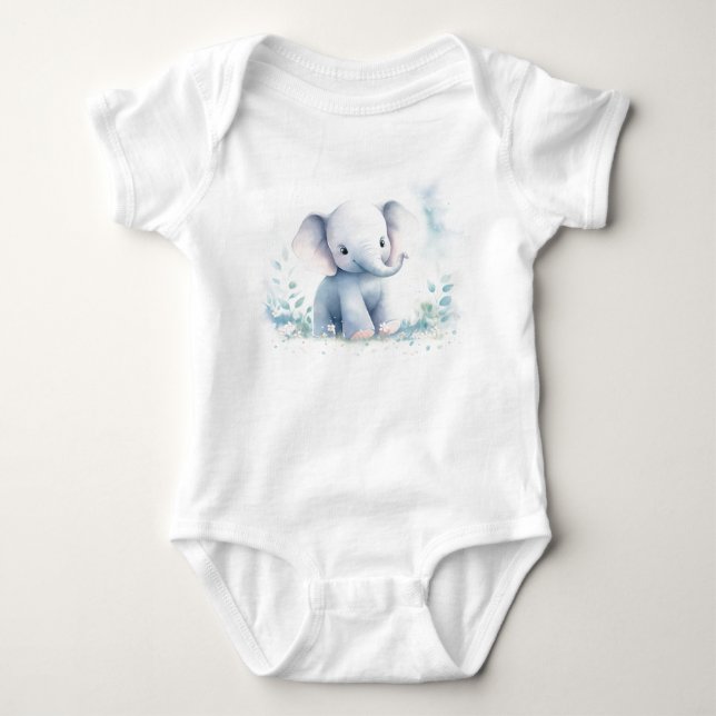 Sweet Baby Elephant Calf mit Hintergrund Strampler (Vorderseite)