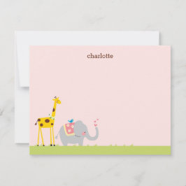 Sweet Baby Elephant, Giraffe und Birdie Note Card Mitteilungskarte