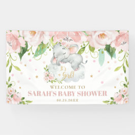 Sweet Baby Elephant Pink Floral Hintergrund Willko Banner