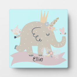 Sweet Baby Elephant Unicorn Individuelle Name Fotoplatte