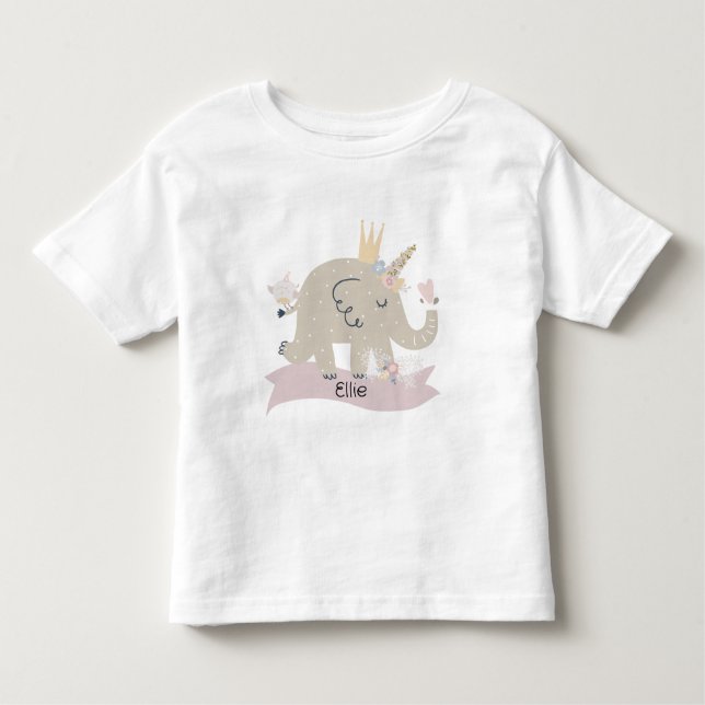 Sweet Baby Elephant Unicorn Individuelle Name Kleinkind T-shirt (Vorderseite)