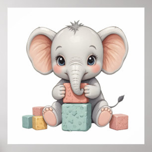 Sweet Baby Elephant Wall Art - Kinderzimmer Poster