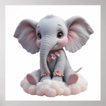 Sweet Baby Elephant Wall Art - Kinderzimmer Poster
