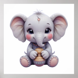 Sweet Baby Elephant Wall Art - Kinderzimmer Poster