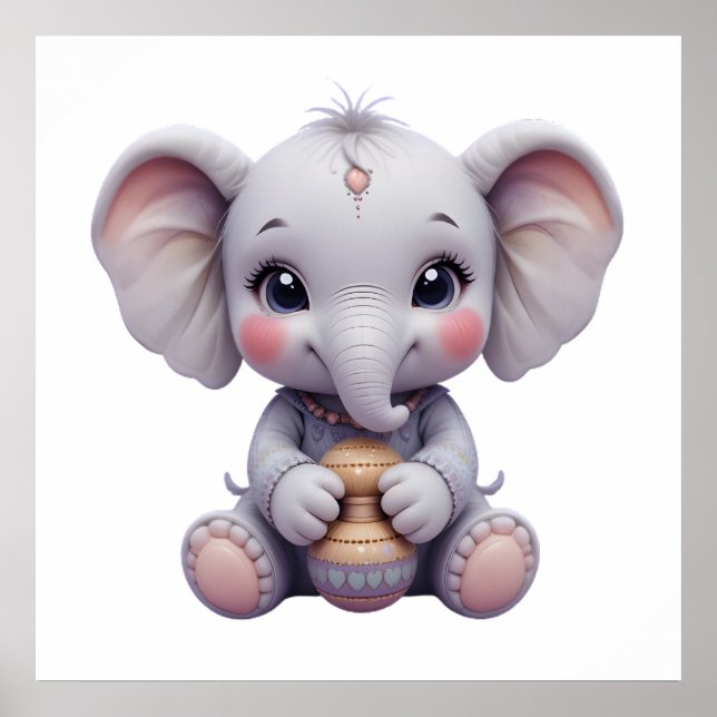 Sweet Baby Elephant Wall Art - Kinderzimmer Poster (Vorne)