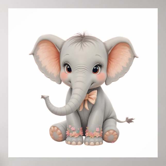 Sweet Baby Elephant Wall Art – Nursery Poster  (Vorne)