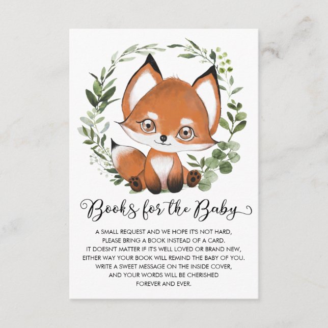 Sweet Baby Fox Woodland Grünbuch für Baby Begleitkarte (Vorderseite)