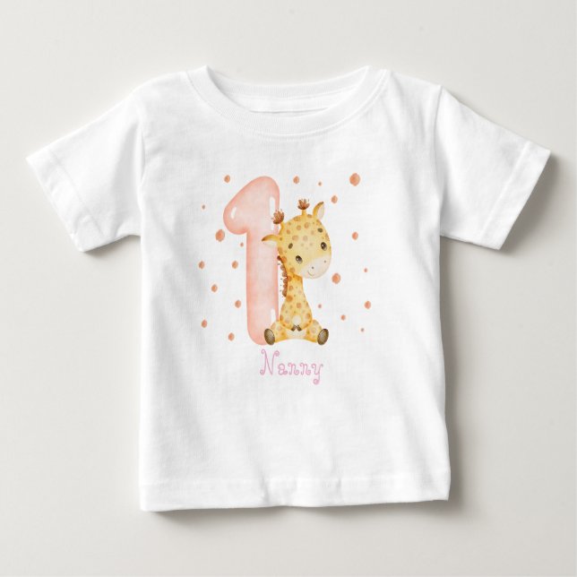 Sweet Baby Giraffe Girl Erster Geburtstag T-shirt (Vorderseite)