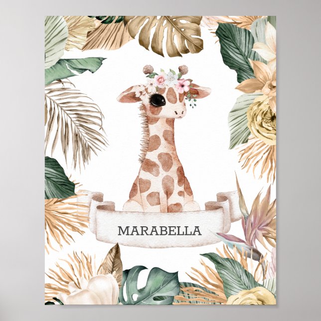 *~* Sweet Baby Giraffe Jungle Pflanze Kinderzimmer Poster (Vorne)