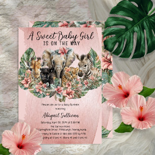 Sweet Baby Girals Tropical Safari Sprinkle Einladung