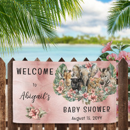 Sweet Baby Girl Animals Tropical Safari Dusche Banner