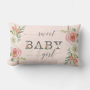 Sweet Baby Girl Aquarellblau weiß Lendenkissen