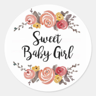 Sweet Baby Girl Baby Dusche Runder Aufkleber