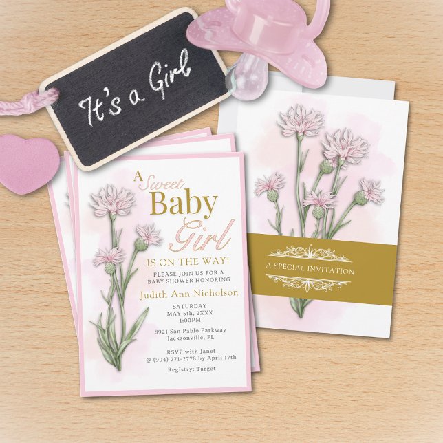 Sweet Baby Girl Baby Shower  Einladung (Von Creator hochgeladen)