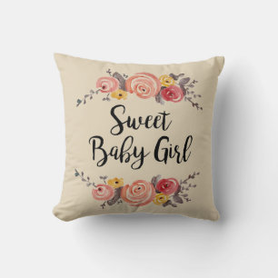 Sweet Baby Girl Blumenwirbel Kissen