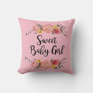 Sweet Baby Girl Blumenwirbel Kissen