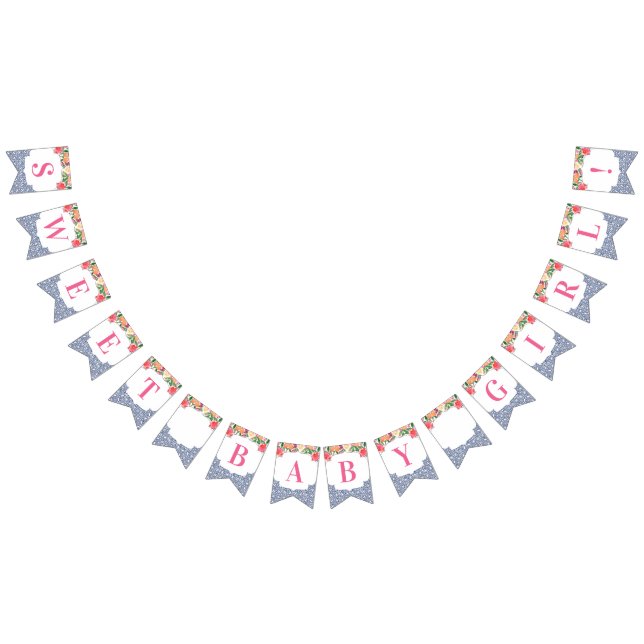 Sweet Baby Girl Citrus Spanish Tiles Baby Dusche Wimpelkette (Alle)