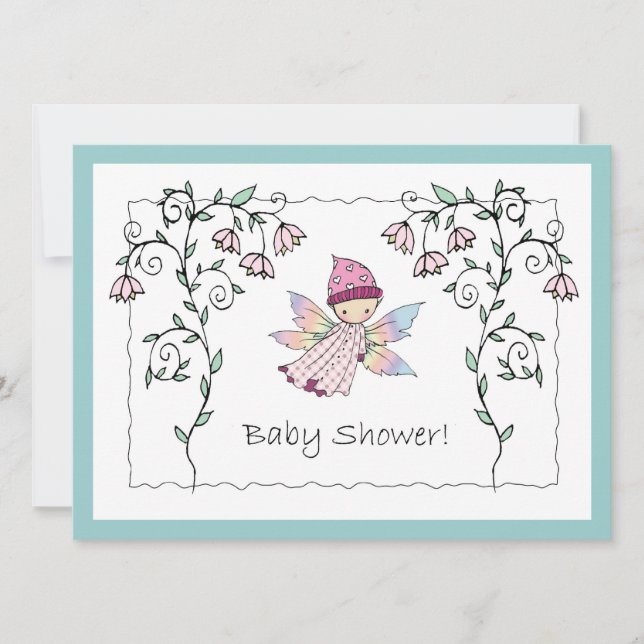 Sweet Baby Girl Fairy Baby Shower Einladungen (Vorderseite)
