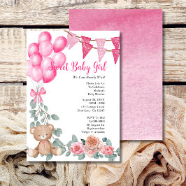 Sweet Baby Girl Pink Balloon Grüne Babydusche Einladung