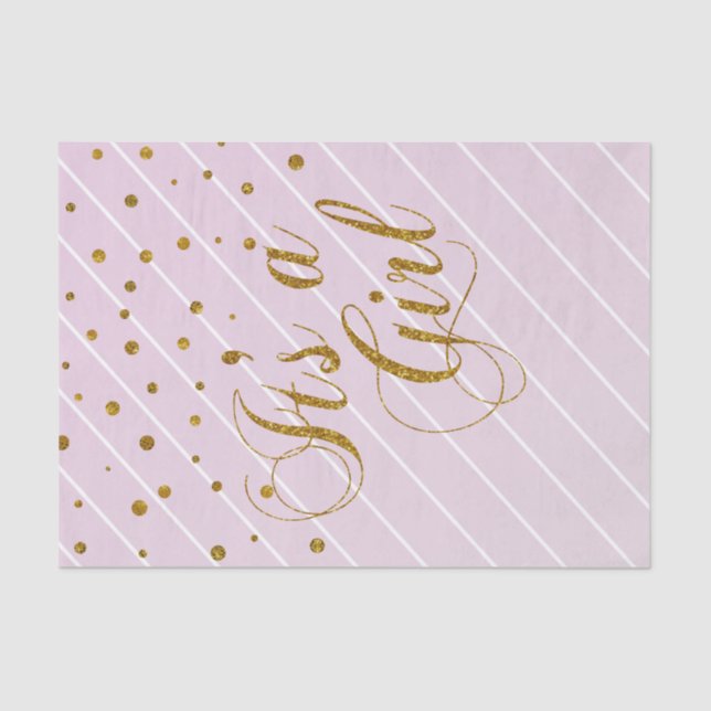 Sweet Baby Girl Pink und Gold Confetti Seidenpapier (Vorderseite)