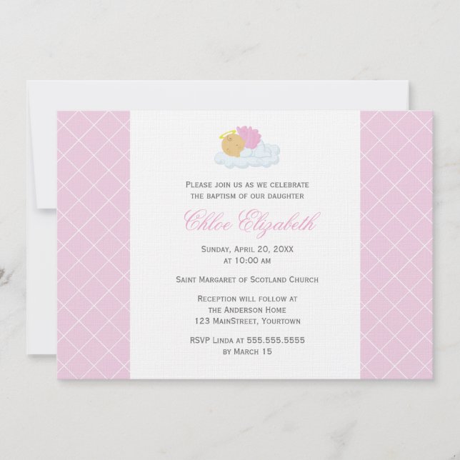 Sweet Baby Girl Taufe Einladung (Vorderseite)