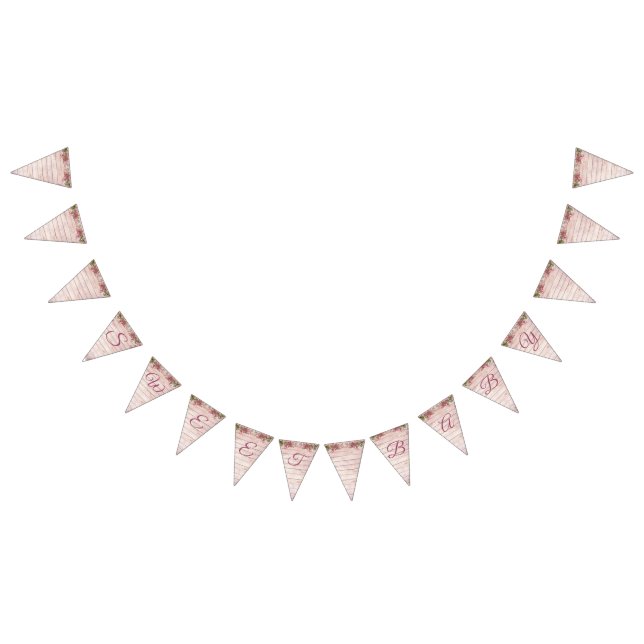 Sweet Baby Girl Vintage Rose Babydusche Wimpelkette (Alle)