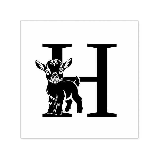 Sweet Baby Goat Over Single Bold Initial Monogrm Permastempel (Design)