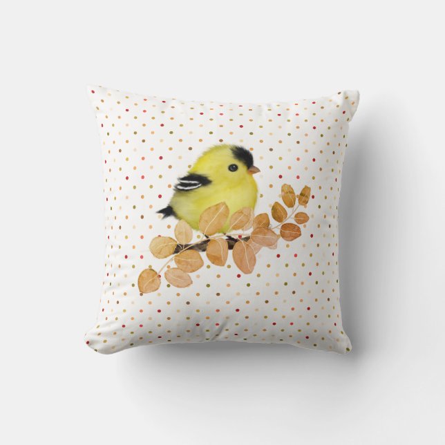 Sweet Baby Goldfinch Bird Throw Kissen (Vorderseite)