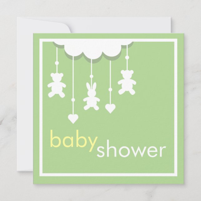 Sweet Baby Green Mobile Baby Dusche Einladung (Vorderseite)