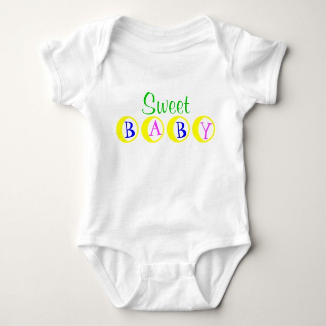 Sweet Baby Green Yellow Blue Pink Baby Strampler (Vorderseite)