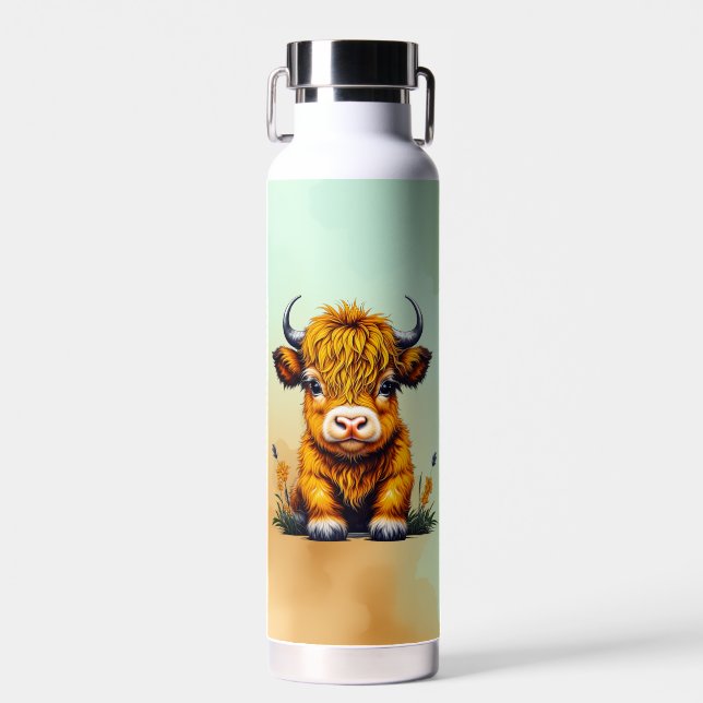Sweet Baby Highland Cow Personalisiert Trinkflasche (Vorne)