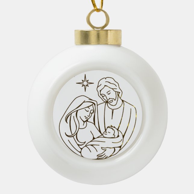 Sweet Baby Jesus Krippe Weihnachtsstern Keramik Kugel-Ornament (Vorderseite)