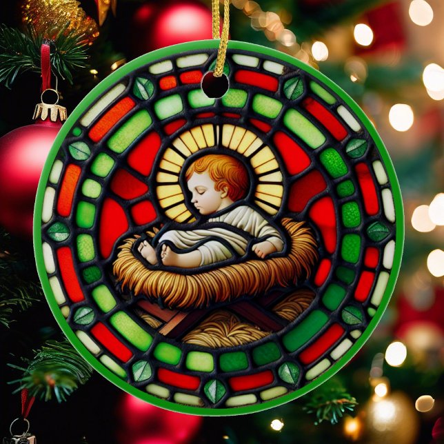 Sweet Baby Jesus Weihnachtsname & Datum Keramik Ornament (Von Creator hochgeladen)