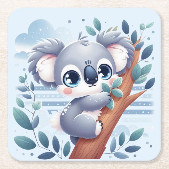 Sweet Baby Koala - Paper Coaster Rechteckiger Pappuntersetzer (Vorderseite)