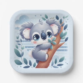 Sweet Baby Koala - Square Paper Plates Pappteller