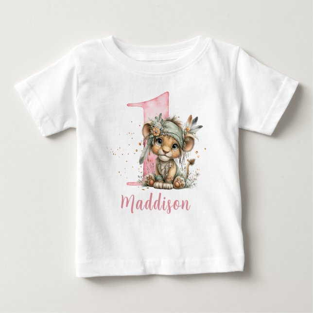 Sweet Baby Lion Girl First Birthday T-shirt (Vorderseite)